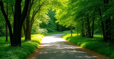 A path through a lush green park in Portland, perfect for cycling