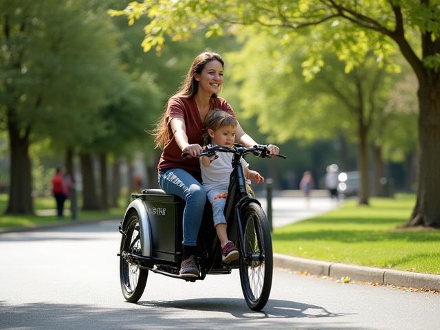 Electric Cargo Bike with a family